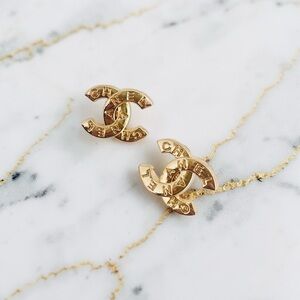 Luxury Gold Signature Logo Upcycled Button Earrings 18mm